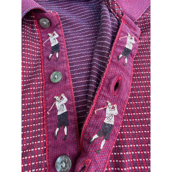 Bobby Jones Men’s XL Polo Shirt Red Blue Textured Golf Short Sleeve Casual - Picture 3 of 8